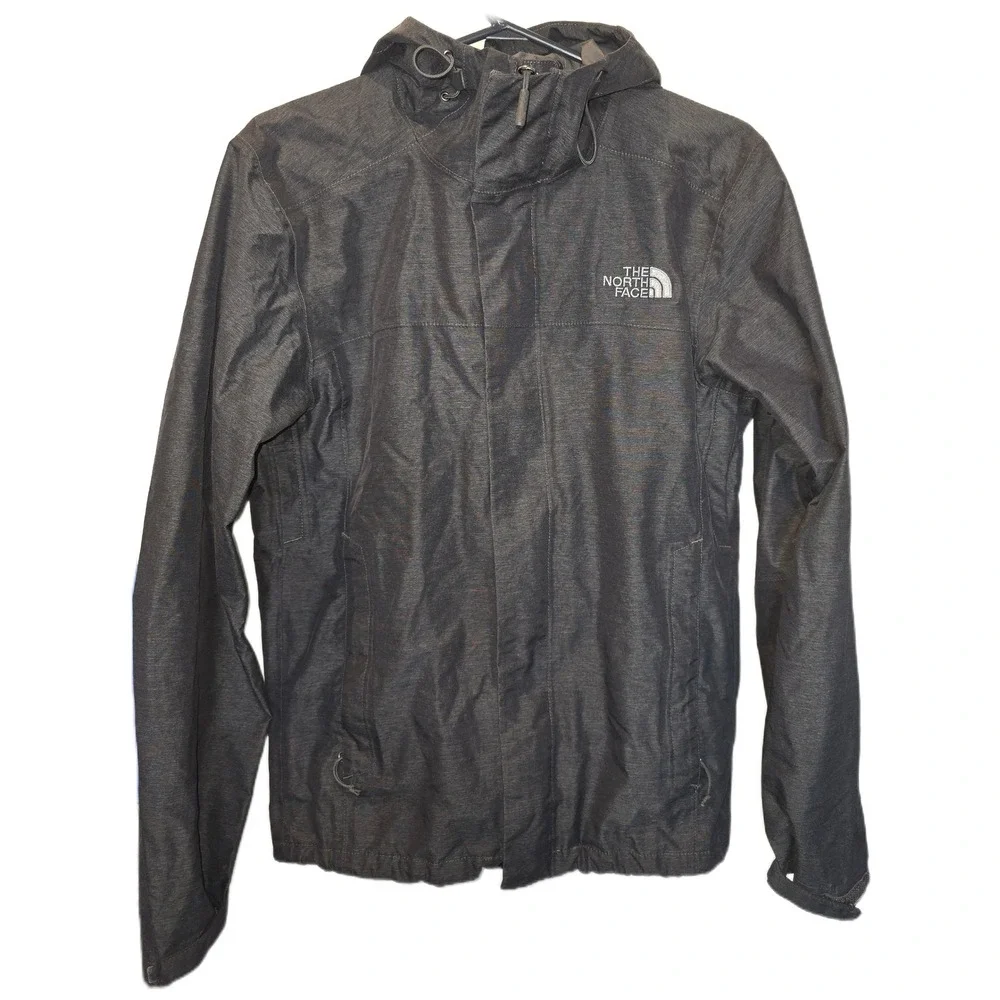 The North Face Mens‎ XS Gray Heathered Hooded Rain Jacket Full Zip Shell